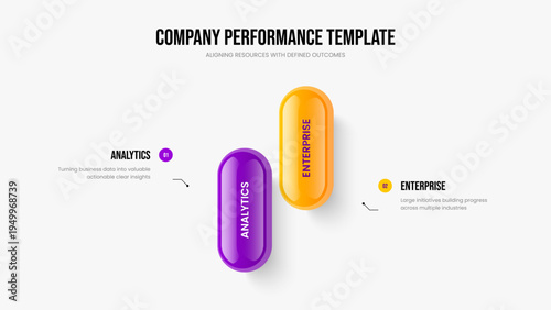 Investor Analysis 2 Step Diagram Frame Layout. Project Report Two Element Infographic Presentation Design. Modern Performance Slide Template Vector Illustration.