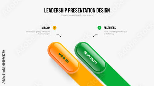 Digital Overview 2 Element Diagram Slide Design. Visual Proposal Slideshow Template Vector Illustration. Investor Report Two Option Infographic Presentation Layout.
