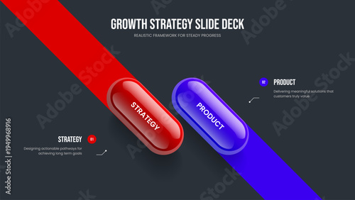 Sales Growth Two Option Diagram Presentation Design. Service Planning Slideshow Layout Vector Illustration. Digital Solution 2 Step Infographic Slide Template.