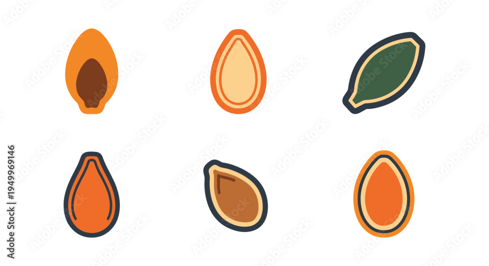 Fototapeta premium Pumpkin Seed Line art vector modern minimal abstract