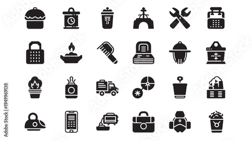 Collection of diverse icons representing various activities and objects