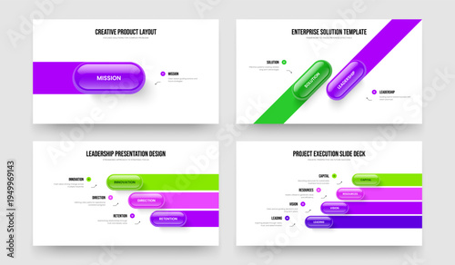 Sales Insight 1 2 3 4 Option Infographic Frame Layout Bundle. Business Visualization One Two Three Four Step Diagram Presentation Template Vector Illustration Set.