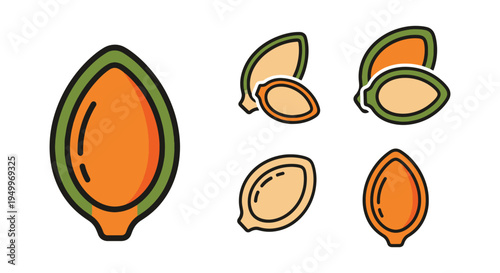 Pumpkin Seed Line art vector colorful digital abstract