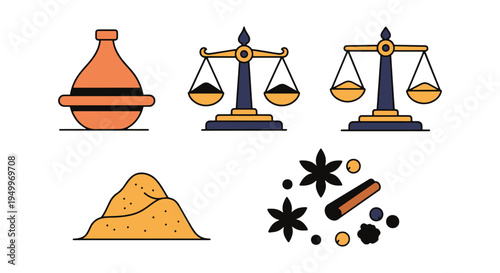 Ras Hanout Line art vector abstract color harmony illustration