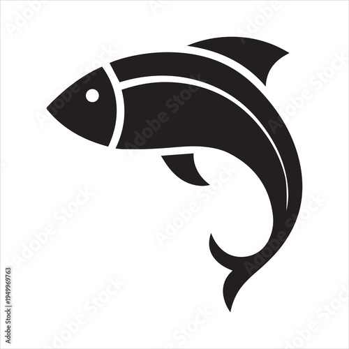 Fish icon black silhouette. Fisheries logo symbol