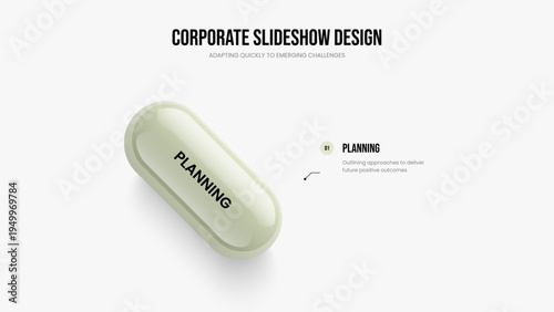 Digital Report Slideshow Layout Vector Illustration. Advertising Review One Step Diagram Slide Template. Corporate Proposal 1 Element Infographic Presentation Design.