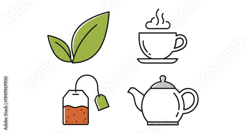 Organic Tea Line art vector clean contemporary abstract color