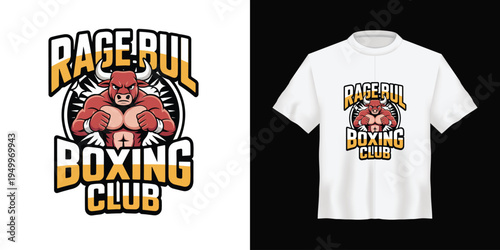 Rage Bul Boxing Club logo vector illustration for sports teams, gyms, merchandise, and branding with an aggressive bull mascot design