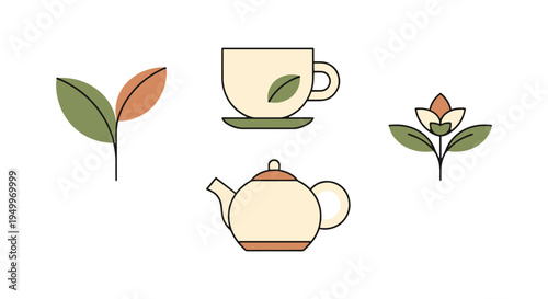 Organic Tea Line art vector clean vivid abstract color illustration