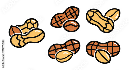 Roasted Peanuts Line art creative modern fluid abstract illustration