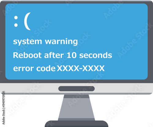 ブルースクリーンのアイコン　デスクトップ　モニター