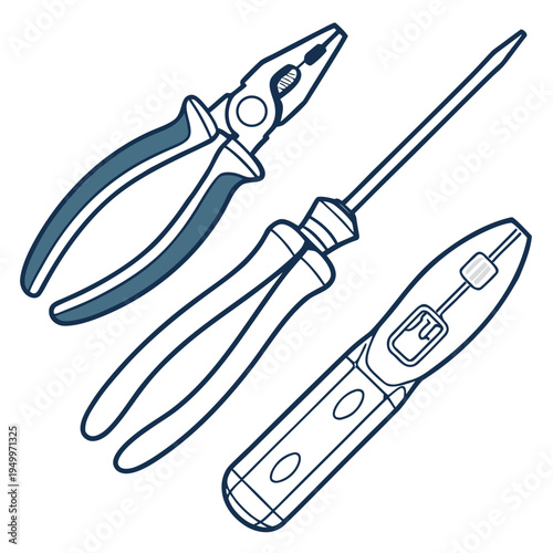 Hand tools: pliers, screwdriver, crimper - repair and diy icon set
