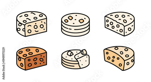 Rice Cake Bite Line art vector digital abstract colorful