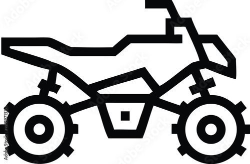 Black outline icon of a sturdy quad bike for off road adventures and outdoor sports activities