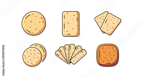 Rice Cracker Line art vector vivid abstract tone