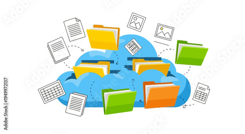 Set of colorful cloud computing icons vector
