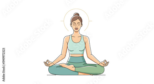 Vector illustration of a woman meditating in yoga pose