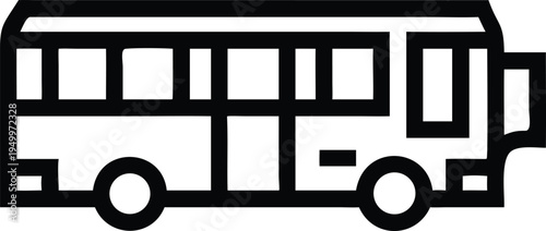 Classic city public transportation bus with visible wheels and a passenger entry door