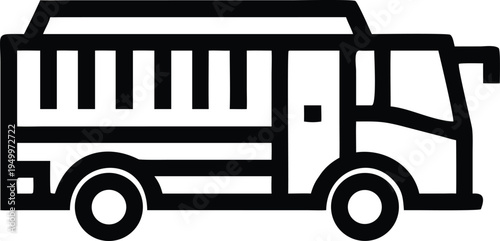 Clean outline illustration of a public transportation bus for city travel and passenger routes