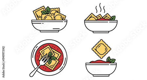 Ravioli Bowl Line art vector clean minimal abstract tone