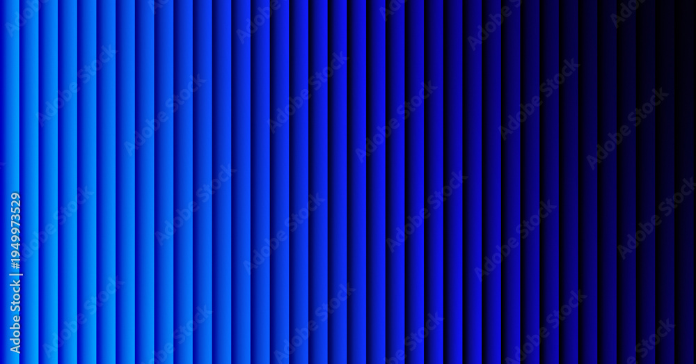 Obraz premium Vivid electric blue vertical blind slats creating a dramatic abstract background with a smooth transition from bright light to deep shadow across the surface.