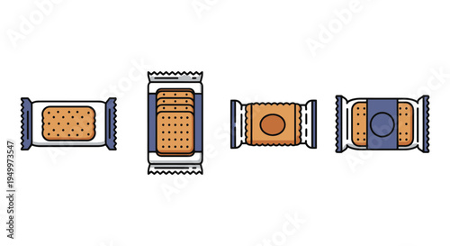 Packaged Biscuits Line art contemporary abstract color vector
