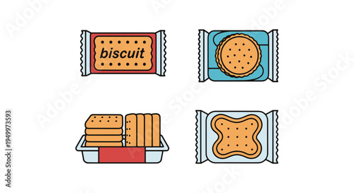 Packaged Biscuits Line art soft pastel abstract vector