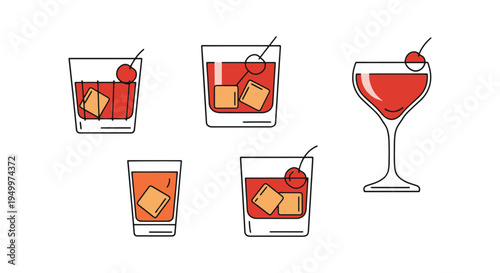 Rye Manhattan Line art vector minimal abstract theme illustration