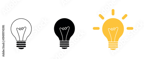 Lamp icon design with idea light bulb concept in flat style representing creativity, inspiration, innovation and electric lighting symbol