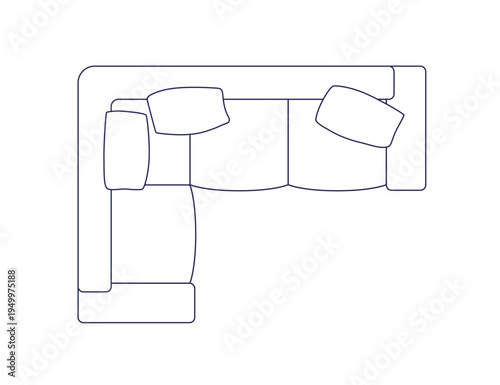 Sofa, corner couch, outline contour furniture for living room interior design...