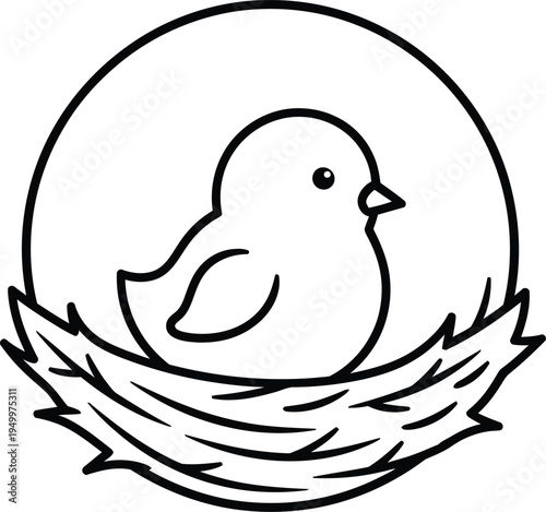 A chick hatching from an egg in a nest