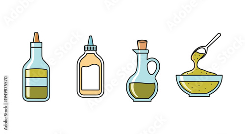 Salad Dressing Line art vector clean abstract colorful