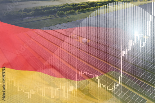 Wallpaper Mural Growing data infographic and German flag with solar panels in the background Torontodigital.ca