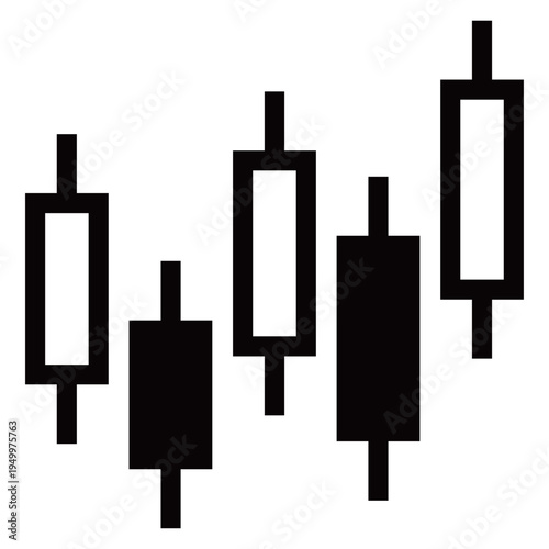 ローソク足チャートのビジネスアイコンセット（FX・株・投資・アウトラインあり）