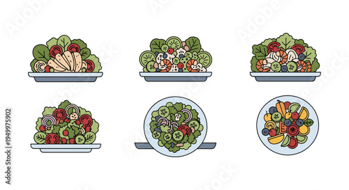 Salad Platter Line art vector minimal abstract theme illustration