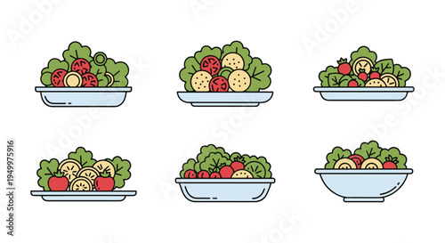Salad Platter Line art vector modern artistic abstract