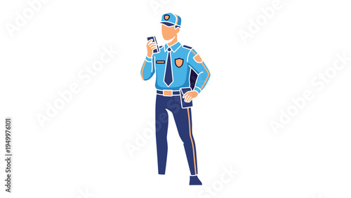 City Guardian on Duty: A police officer, clad in their uniform, communicates via radio, embodying safety, and community service.