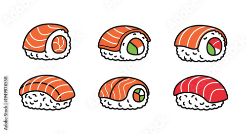 Salmon Roll Line art vector clean minimal abstract tone