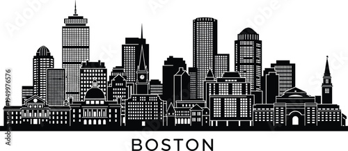 Boston city skyline silhouette famous landmarks architecture cityscape vector illustration isolated on white background urban skyline travel destination
