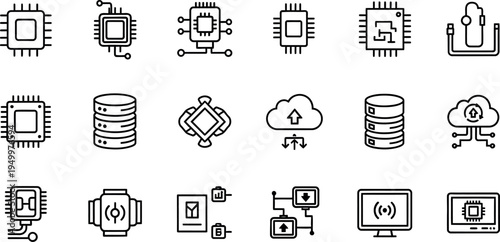 Collection of electronic component icons
