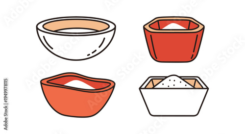 Salt Bowl Line art vector set creative pastel abstract color illustration
