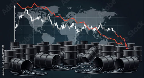 Oil Price Crash - Barrels Spill Amidst Global Economic Downturn.