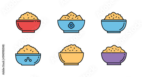 Paneer Bowl Line art vector minimal abstract graphic color