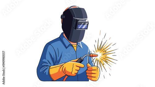 Welding precision: An illustration capturing a welder focused on a welding project, showcasing the skill and dedication required in the welding trade.