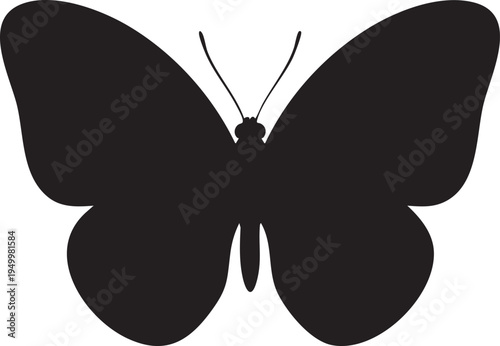Black butterfly silhouette with spread wings and antennae