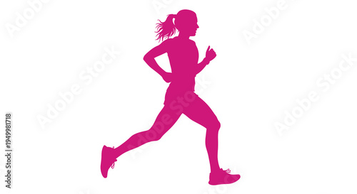 Pink silhouette of a woman running dynamic and energetic silhouette