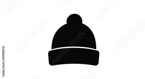 A simple black silhouette of a winter beanie hat