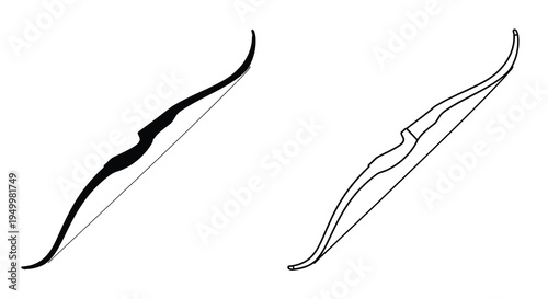 Two contrasting depictions of a traditional recurve bow silhouette