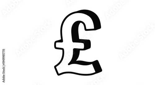Black outline of a british pound symbol stark and simple silhouette