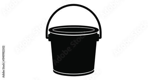 Simple black bucket illustration with a handle a striking silhouette